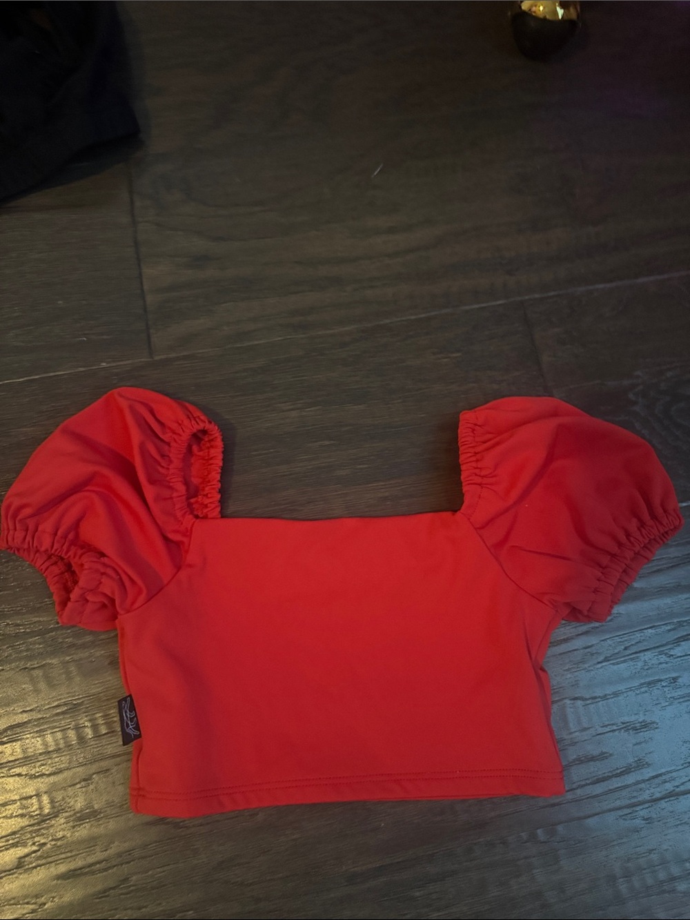 Tiger Friday Kids Red Puff Sleeve Dance Crop Top -